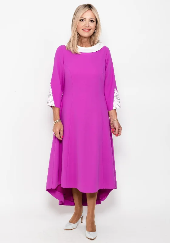 Great Deals Lizabella Cowl Neck Dipped Hem Dress, Fuchsia