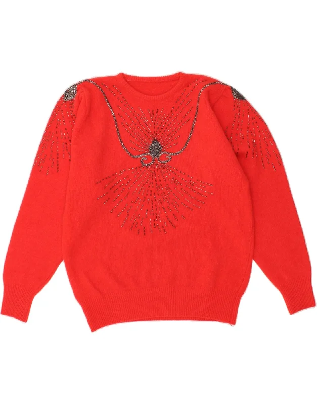 Limited Availability VINTAGE Womens Boat Neck Jumper Sweater UK 14 Large Red Wool