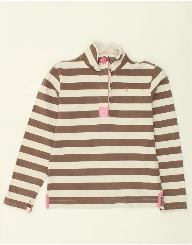 New Deals JOULES Womens Button Neck Sweatshirt Jumper UK 8 Small Brown Striped