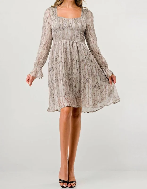 Final Clearance Nola Dress In Tan Slither
