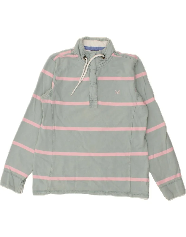 Super Deal CREW CLOTHING Womens Zip Neck Sweatshirt Jumper UK 12 Medium Grey Striped