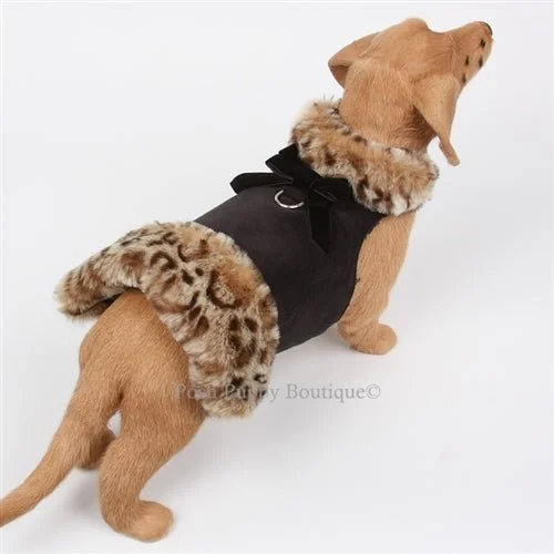 Final Markdown Susan Lanci Velvet Bow Faux Fur Coat -Savannah Black