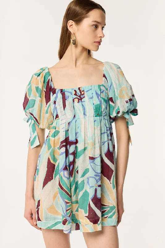 Super Bargain Mini Dress Catalina - Aqua Macro Lilium