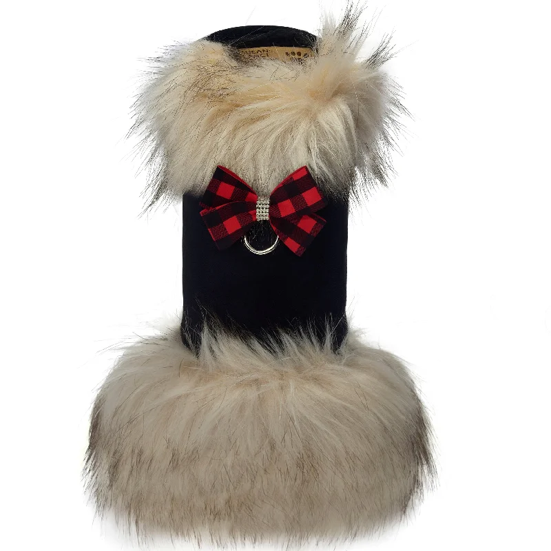 Major Savings Red Gingham Nouveau Bow Ivory Fox Fur Coat