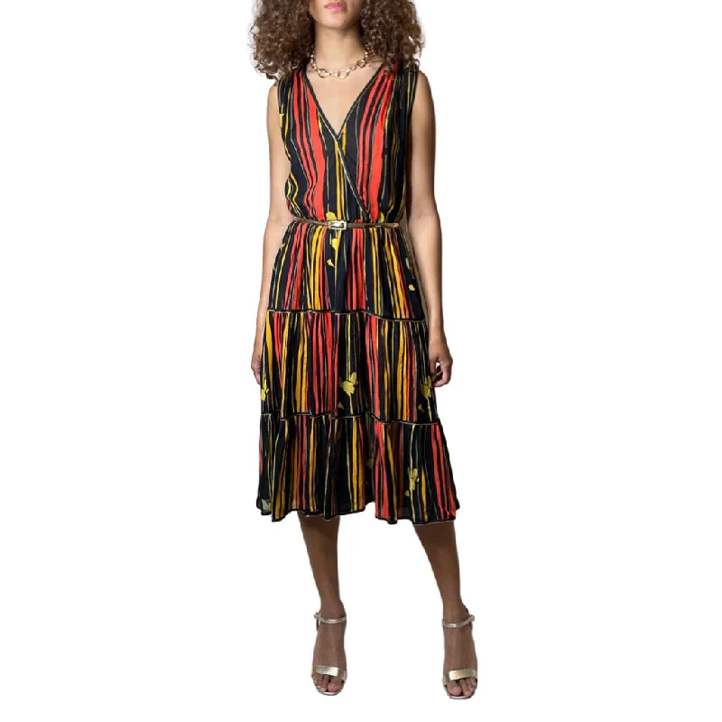 Exclusive Offers Original Vintage 1970's Gold Trimmed Floral & Patterned Printed Dress UK 8 - 10