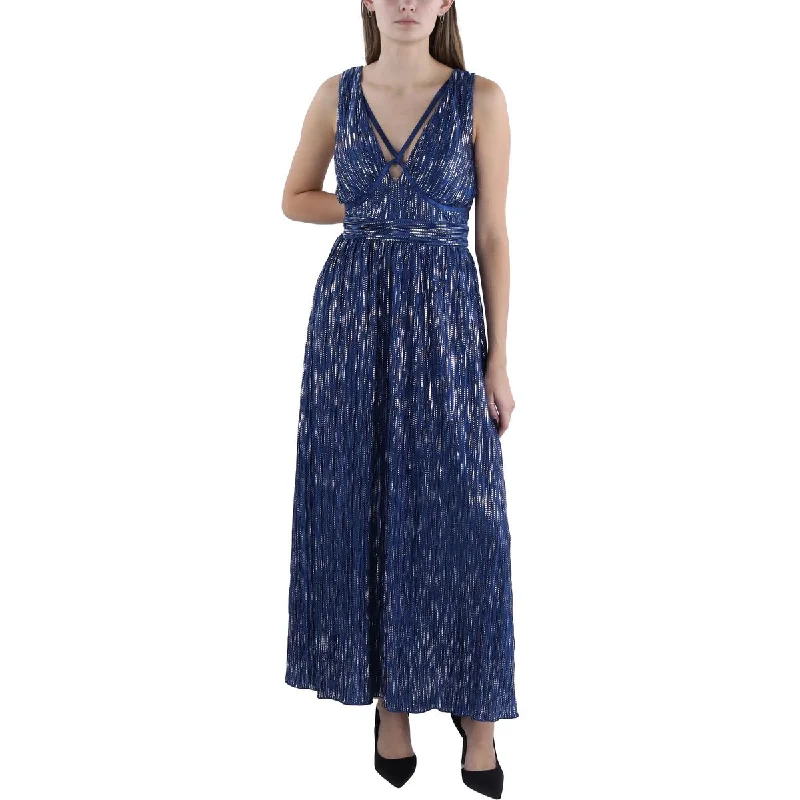 Deal Dash Womens Satin Metallic Evening Dress