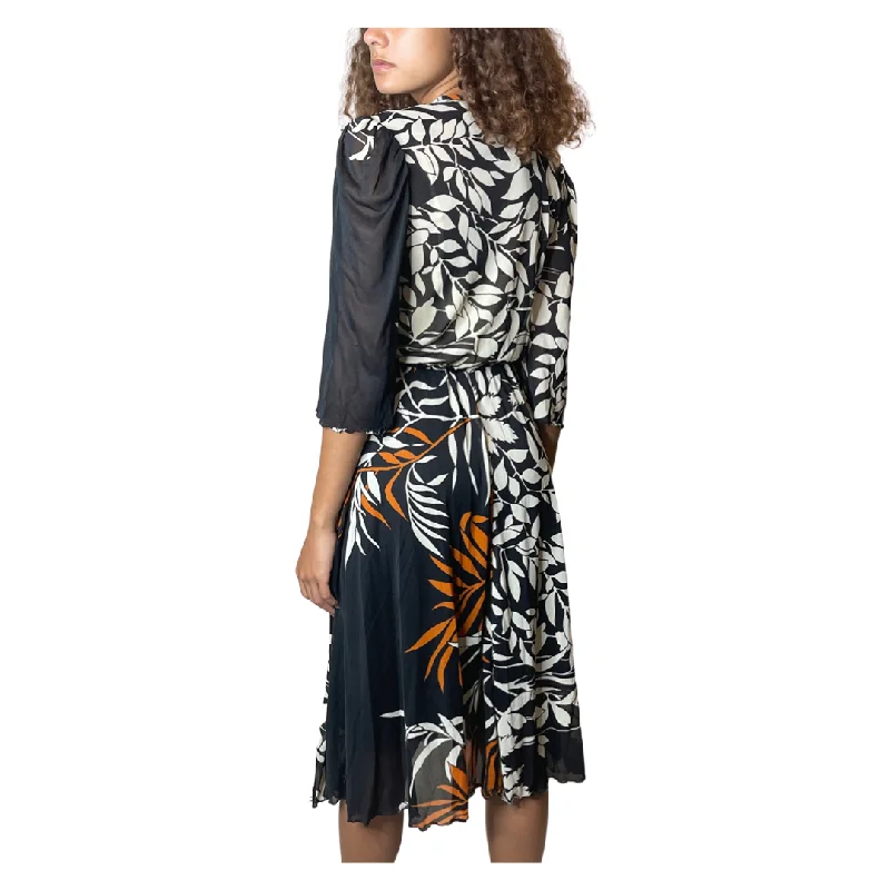 Unbeatable Prices Original 1970's Vintage Black Floral Dress UK 10 - 12