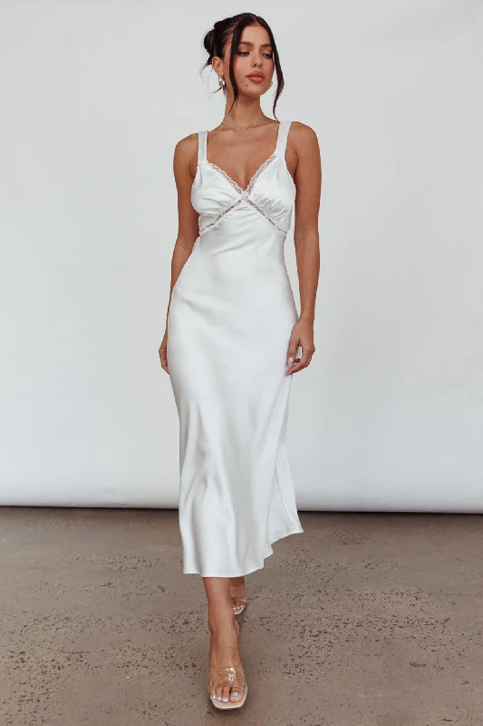 Epic Deals Nyah Lace Trim Midi Dress Off White