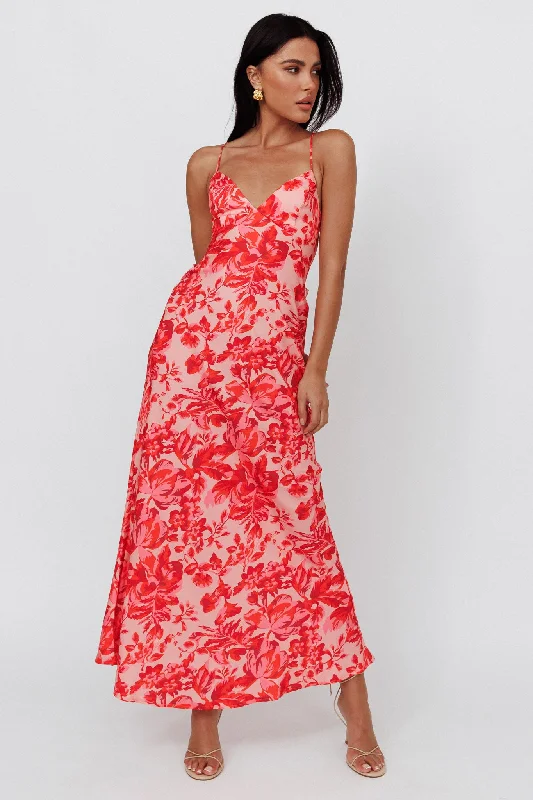 Early Access True Divine Strappy Back Maxi Dress Floral Fire