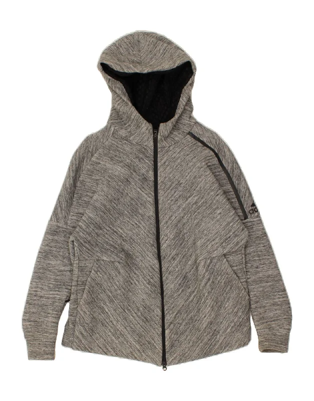 Unbeatable Prices ADIDAS Womens Zip Hoodie Sweater UK 20/22 XL Grey Polyester