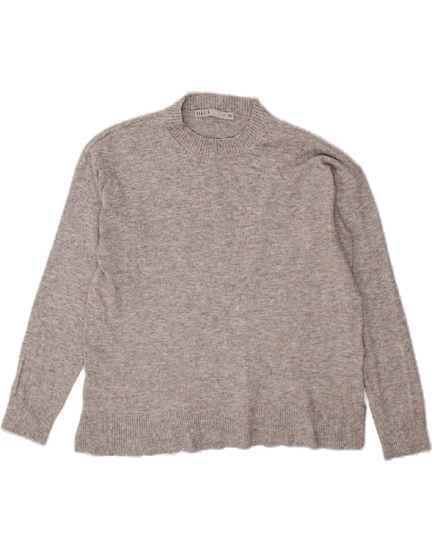 Limited Time Offer OASIS Womens Crew Neck Jumper Sweater UK 10 Small Grey Viscose