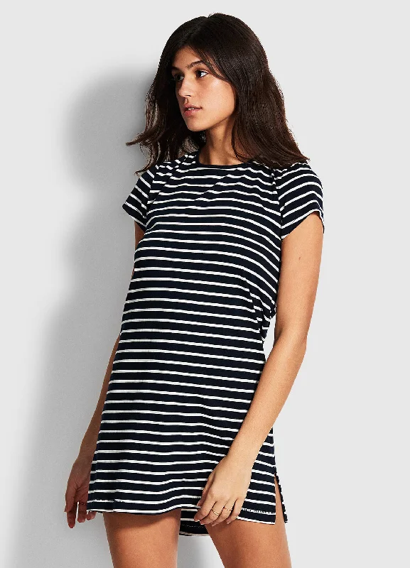 Deep Discounts Vacay Tee Dress - Navy/White