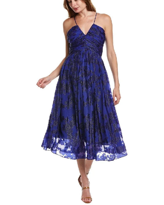 Warehouse Sale ML Monique Lhuillier Silk-Blend Midi Dress
