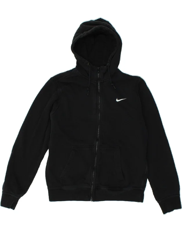 Great Deals NIKE Womens Zip Hoodie Sweater UK 14 Medium Black Cotton