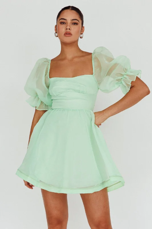 Best Deals I've Got Sunshine Puff Sleeve Mini Dress Mint