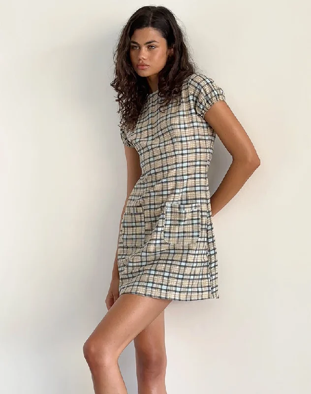 Daily Specials Gingka Mini Dress in Pastel Blue Tartan