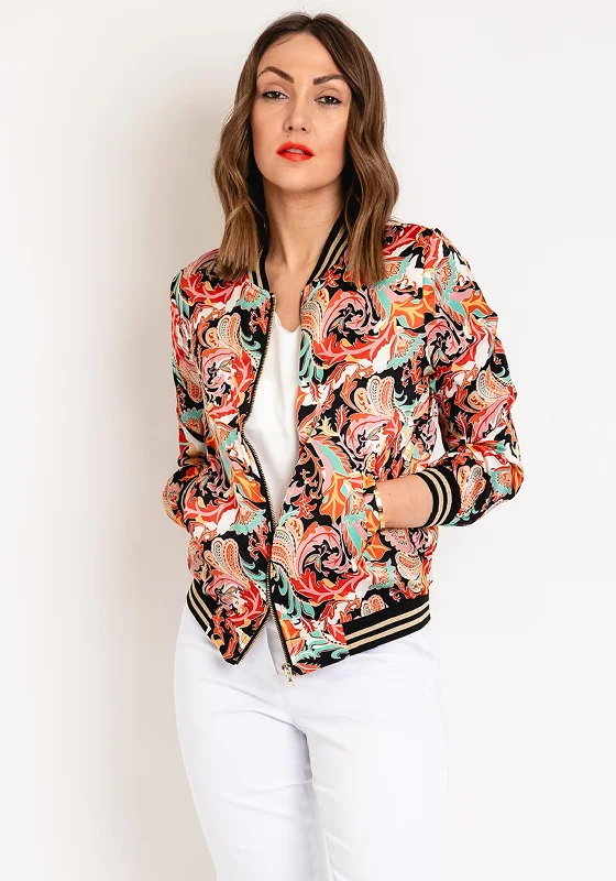 Can't Miss Serafina Collection Paisley Print Bomber Jacket, Black Multi