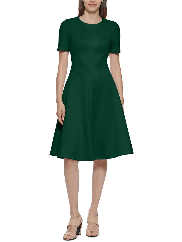 Special Offer Womens A-Line Faux Suede Fit & Flare Dress
