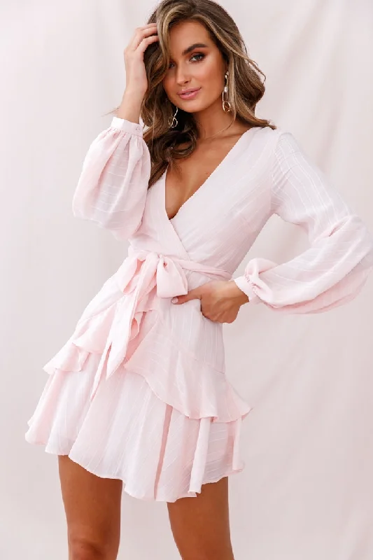 Buy More, Save More Kerry Layered Balloon Sleeve Dress Baby Pink