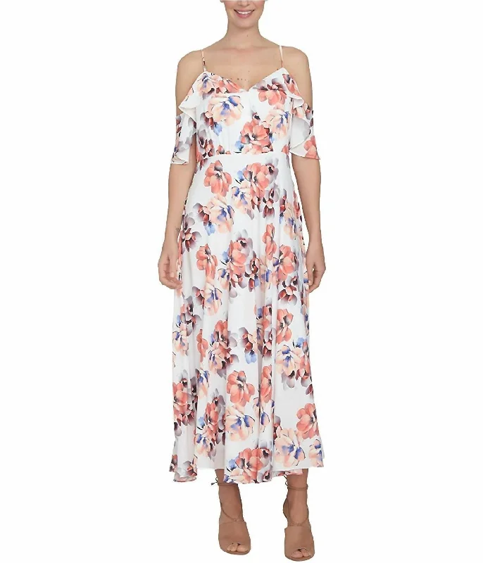 Deal Frenzy Floral Maxi Dress In White/orange