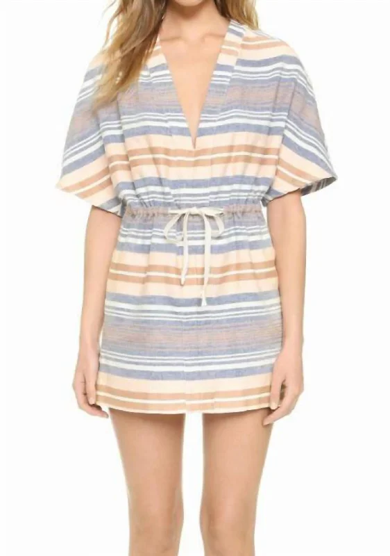 Price Meltdown Chambray Cotton Tunic Mini Dress In Pink, White, Blue