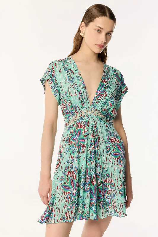 Deal Zone Mini Dress Cecile - Mint Exotic Forest