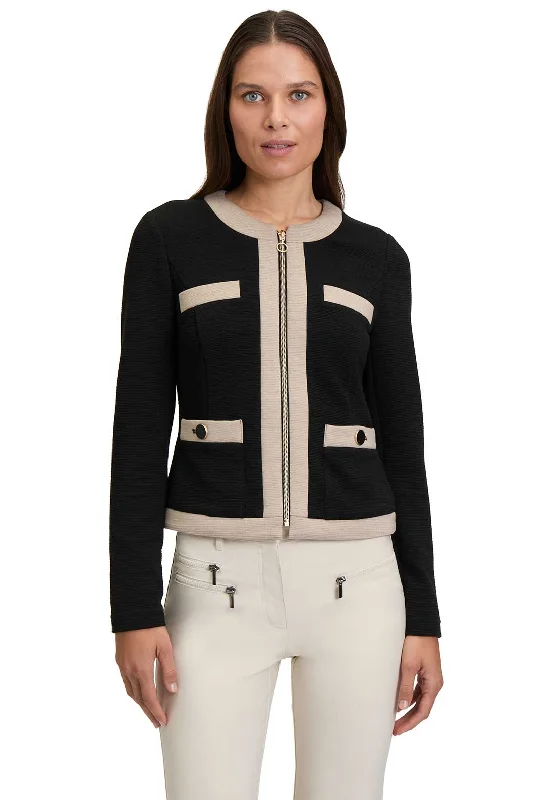 Loyalty Reward Betty Barclay Zip Up Jacket, Black and Beige
