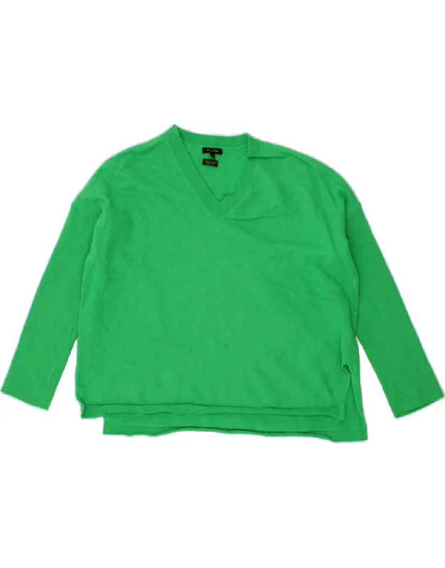 Best Bargains MASSIMO DUTTI Womens Loose Fit V-Neck Jumper Sweater UK 14 Medium Green