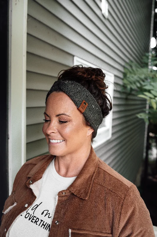 Don't Wait Women's Wanderlust Knit Headband - Dk Green Tweed