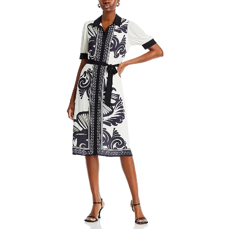 Instant Savings Womens Printed Collared Shirtdress