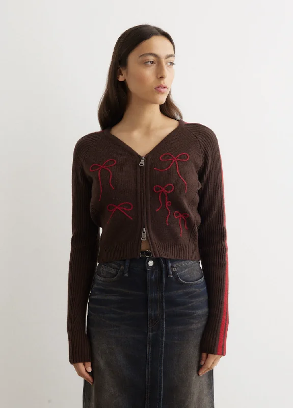 Amazing Deals Ribbon Embroidery Knit Cardigan