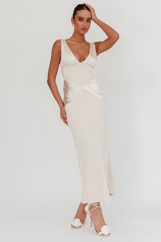 Deal Frenzy Soul Fire V-Neck Maxi Dress Champagne