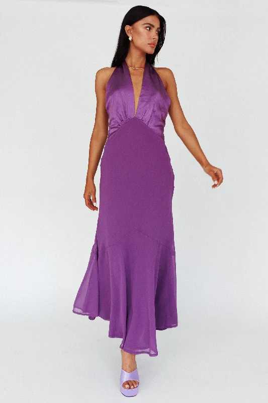 Time-Limited Offer Vision Halterneck Midi Dress Violet