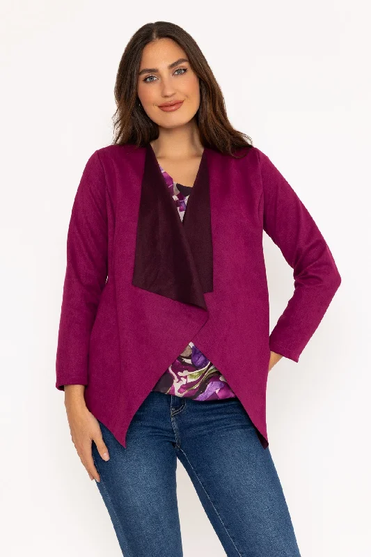 Get It Before It’s Gone Suede Waterfall Jacket in Magenta