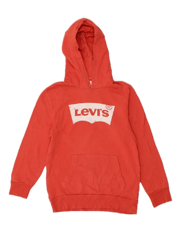 Super Sale LEVI'S Womens Graphic Hoodie Jumper UK 10 Small Red Cotton