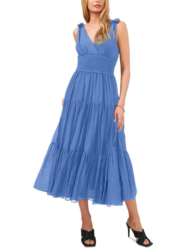 Steals and Deals Womens V-Neck Calf Midi Dress