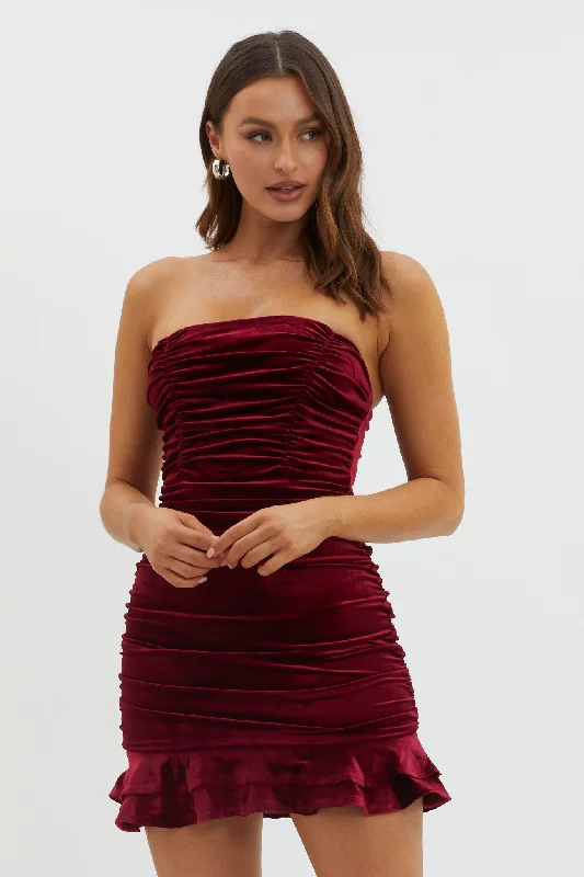 Closeout Hollyberry Ruched Velvet Mini Dress