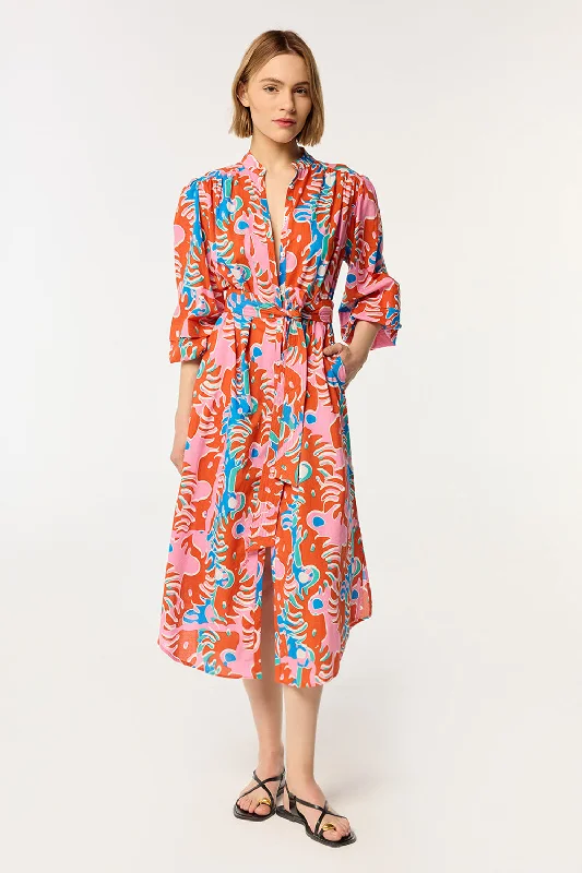 Low Prices Long Dress Cathy - Red Geo Afro