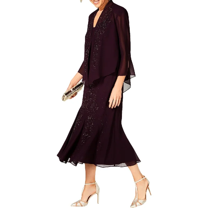Price Cut Womens Chiffon Beaded Dress With Jacket