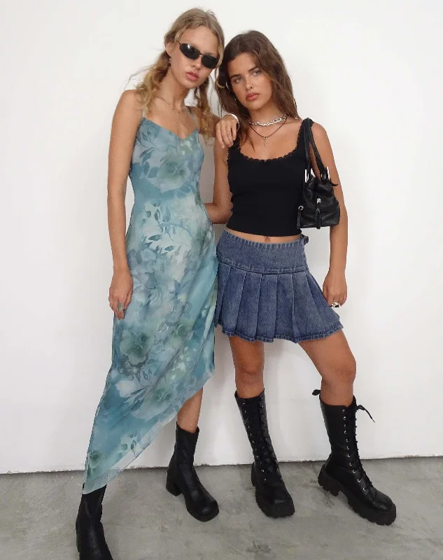 Overstock Sale Preston Midi Dress in Watercolour Floral Blue