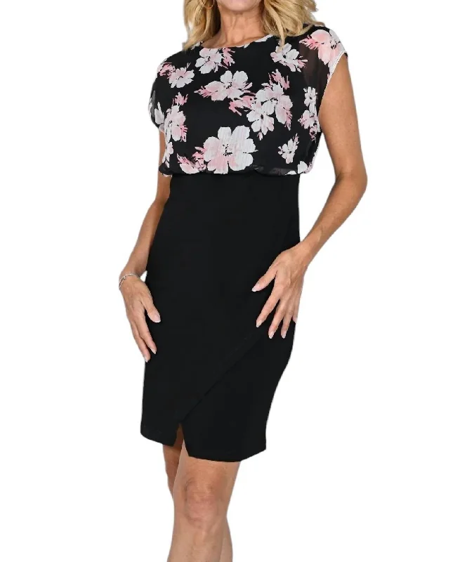 Special Promotion Woven Knit Dress In Black/pink