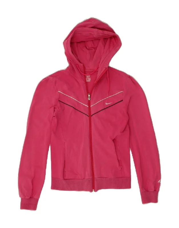 Massive Deals NIKE Womens Zip Hoodie Sweater UK 4/6 XS Pink Cotton