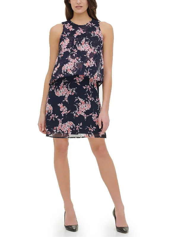 Can't Be Beat Womens Drapey Midi Fit & Flare Dress