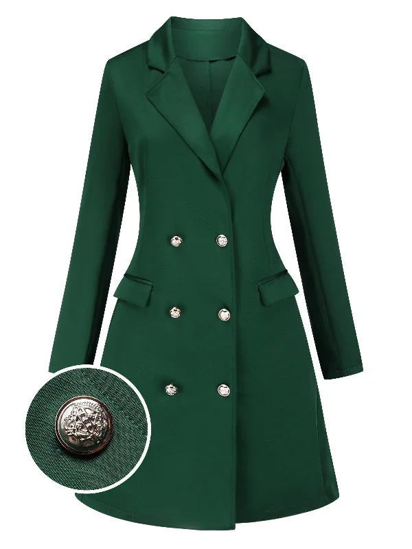Price Drop Green 1940s Solid Double-Breasted Coat