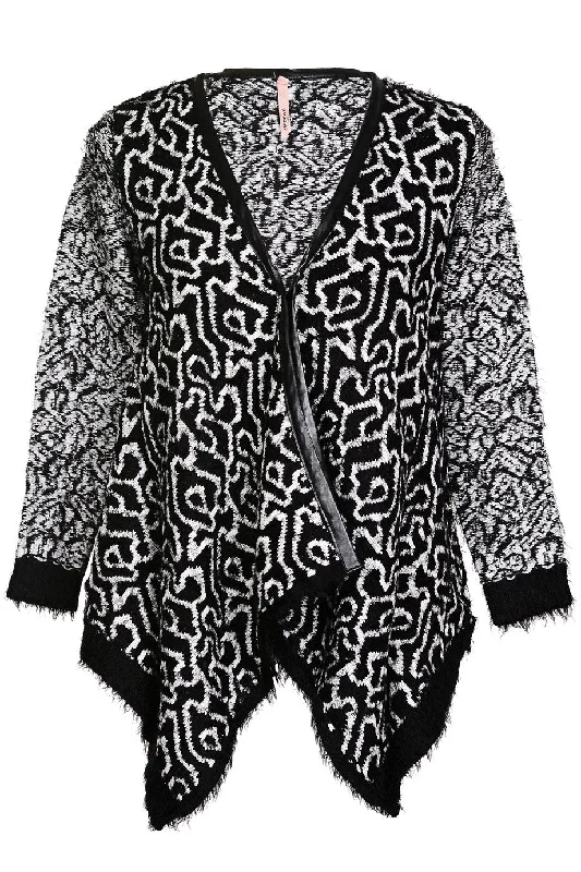Steals and Deals FLUFFY Knitted Oversized Black Cardigan