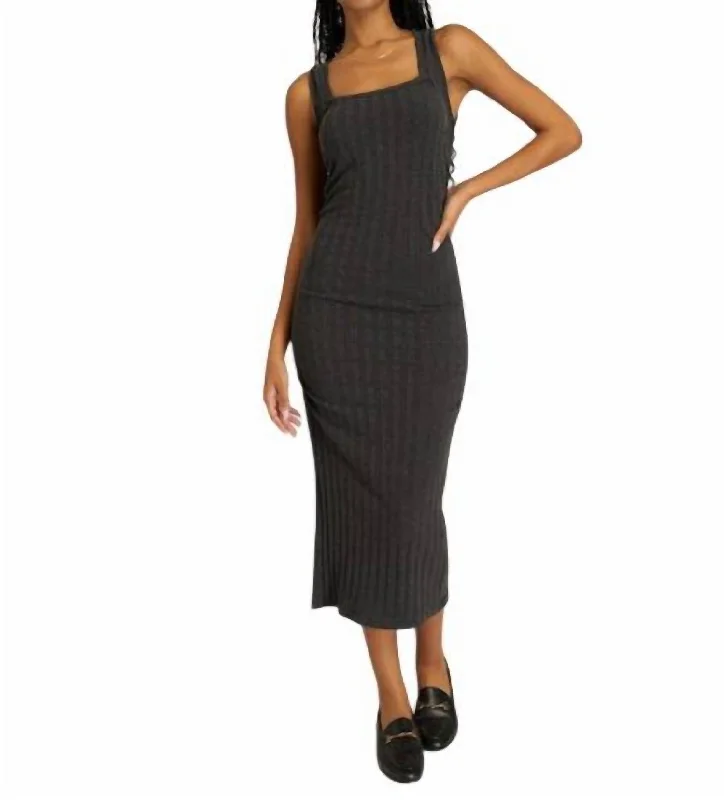Closeout Montara Square Neck Midi Dress In Black