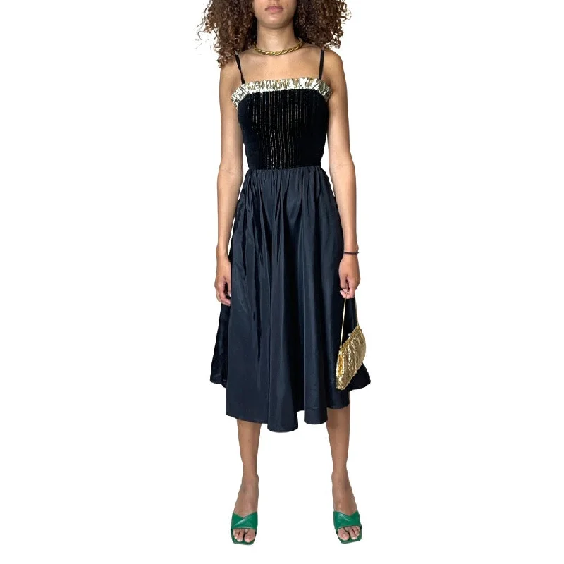 Special Savings Original 1970's Vintage Radley Black & Gold Disco Dress UK 8 - 10