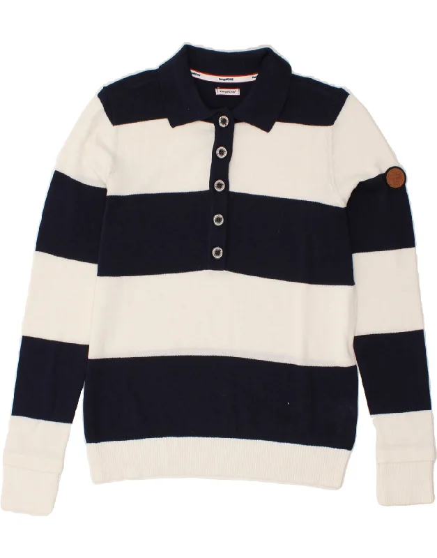 Special Savings KANGAROOS Womens Polo Neck Jumper Sweater UK 10 Small Navy Blue Striped Special Savings KANGAROOS Womens Polo Neck Jumper Sweater UK 10 Small Navy Blue Striped