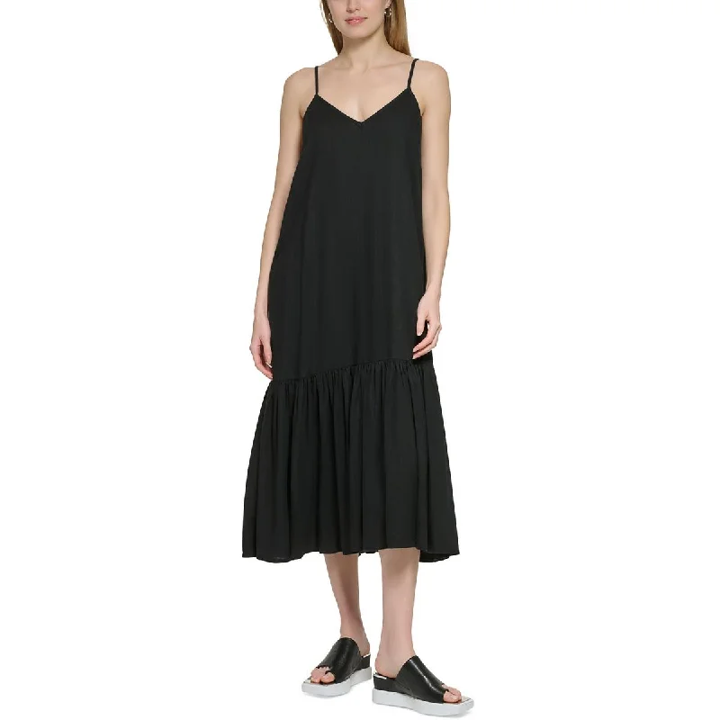 Weekend Deal Womens V-Neck Pocket Maxi Dress
