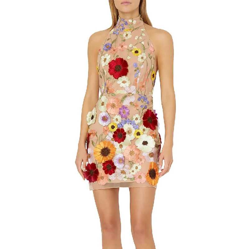 Super Sale Womens Embroidered Mini Mini Dress